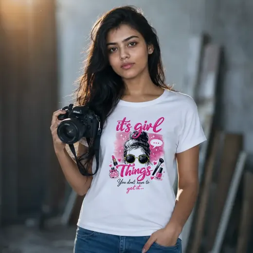 It's Girl Things White Graphic T-Shirt