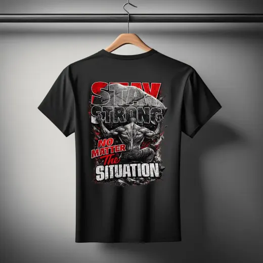 Stay Strong Black Graphic T-Shirt